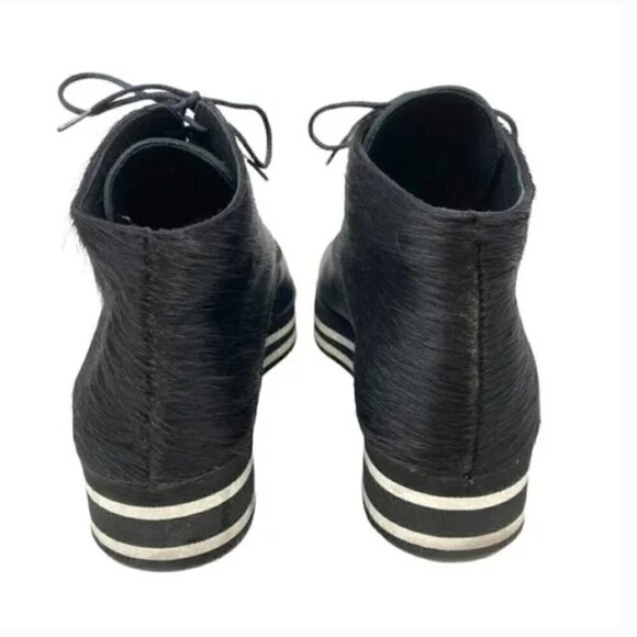 Imelda Black Calf Hair Leather Pointed Toe Platform Sneaker Shoes - Size 7.5 - Picture 5 of 7